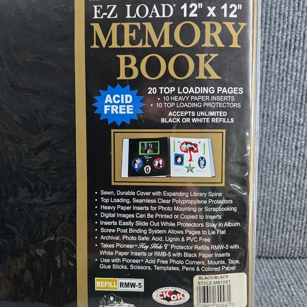 Pioneer E-Z Load 12x12 Memory Book Scrapbook Album Black MB-10ST Refill RMW-5